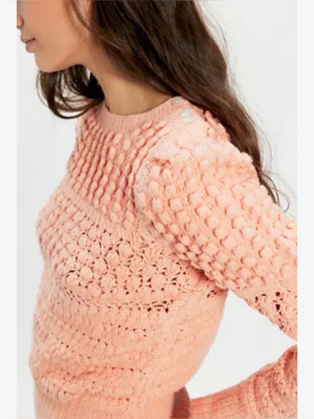 Free People Penny Crochet Pullover in Paradise Peach